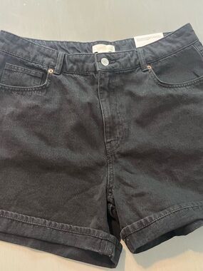New H&M Women's High Waist Denim Shorts - Black Wash - NWT - Size 12